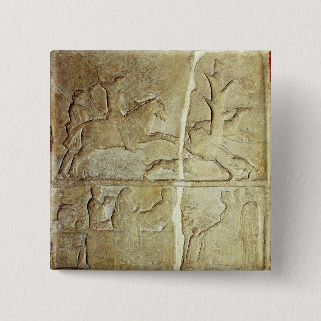 Stela Entlastung, die eine Jagd des wilden Ebers Button (Vorderseite)