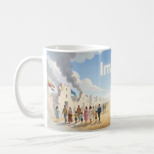 Stell dir Frieden jenseits zerbrochener Mauern vor Kaffeetasse (Links)