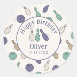 Stell ein bisschen Spaß an Vintage-Bowling-Party-A Runder Aufkleber