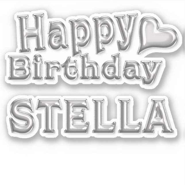 Stella Happy Birthday silver Aufkleber Sticker (Vorderseite)