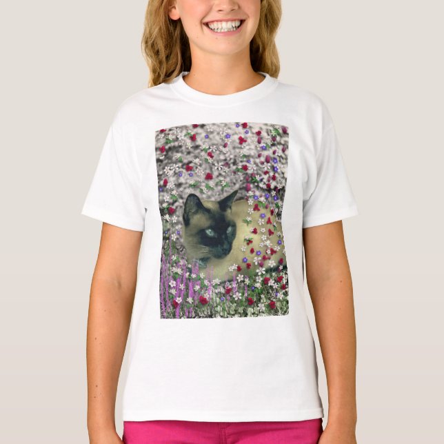 Stella in Blume II, Schokolade, Siamkatze T-Shirt (Vorderseite)
