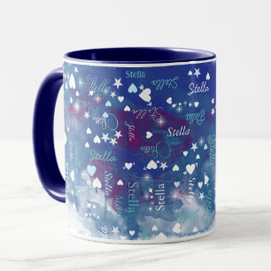 Stella individuelle Name voller Herz und Sterne bl Tasse