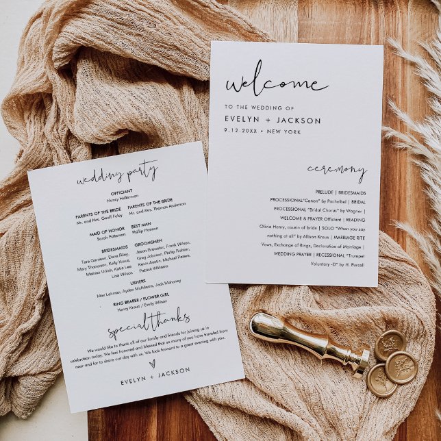 STELLA Minimalistische Hochzeitsprogrammkarte (12x Einladung (Von Creator hochgeladen)