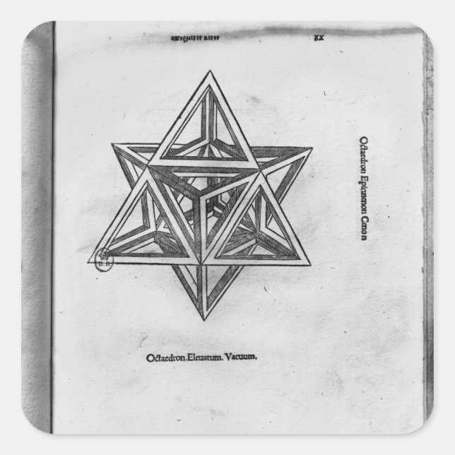 Stella octangula, aus "De Divina Proportione" Quadratischer Aufkleber (Vorderseite)