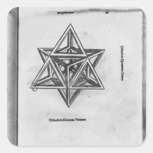 Stella octangula, von 'De Divina Proportione' Quadratischer Aufkleber