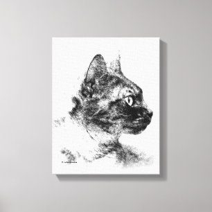 Stella the Gray Cat Charcoal Sketch Leinwanddruck