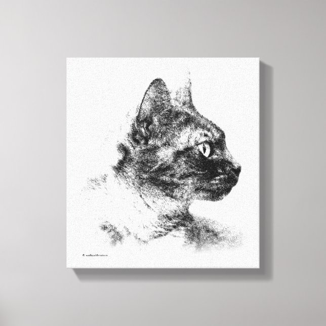 Stella the Gray Cat Charcoal Sketch Leinwanddruck (Vorderseite)