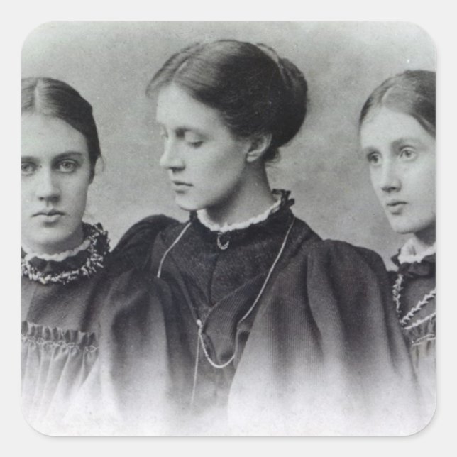 Stella, Vanessa und Virginia Stephen, c.1896 Quadratischer Aufkleber (Vorderseite)