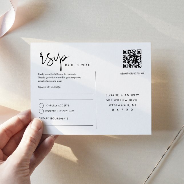 STELLA Wedding RSVP QR Code Postkarte (Von Creator hochgeladen)