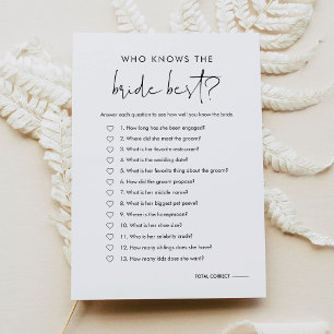 STELLA Wer die Bride Best Bridal Game Card kennt Einladung