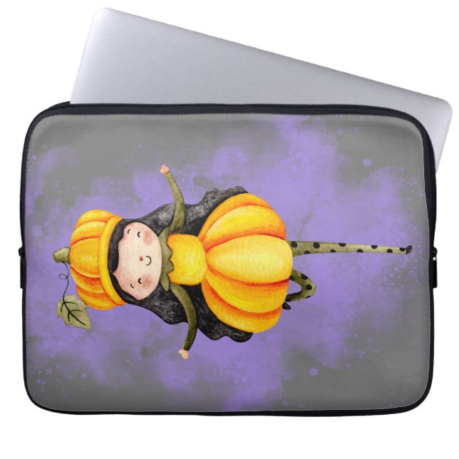 Stellalunarts Pumpkin Halloween Niedliches Mädchen Laptopschutzhülle (Vorderseite)
