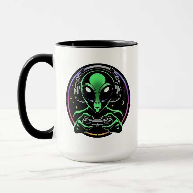 Stellar Button Smasher | Alien bei Videospielen Tasse (Links)