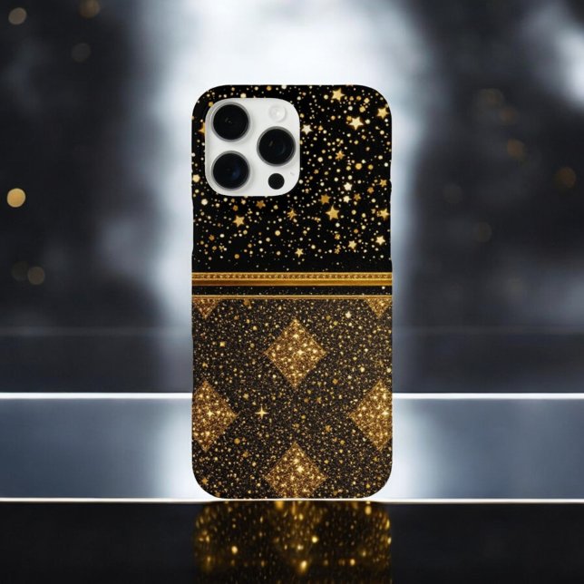 Stellar Elegance (Glitzer - Gold - Leder) Case-Mate iPhone Hülle (Von Creator hochgeladen)