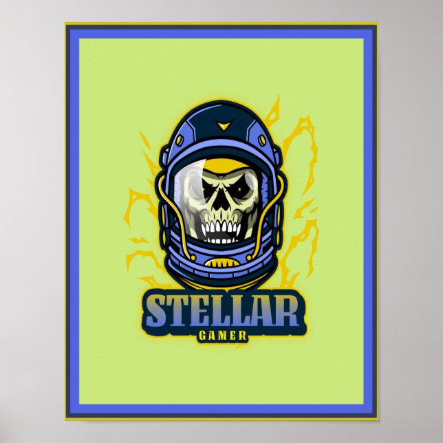 Stellar Gamer Skull mit Helmet Poster (Vorne)