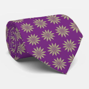 Stellar Geometric Floral Violet & Khaki zweiseitig Krawatte