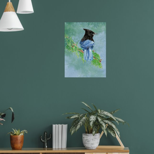 Stellar Jay Bird Bauernhof Rustikale Landschaft Ar Poster (Wohnzimmer 1)