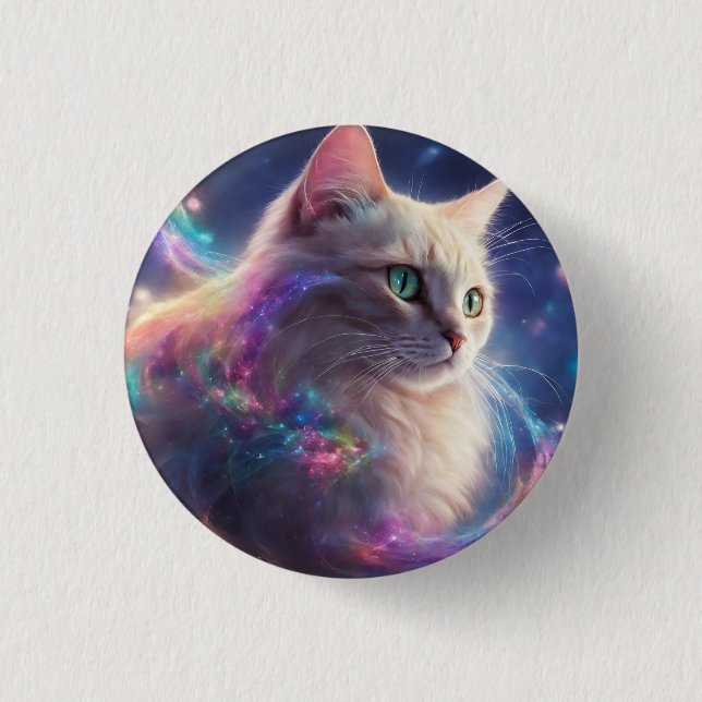 Stellar Kitty - kosmische Katzenkunst Button (Vorderseite)