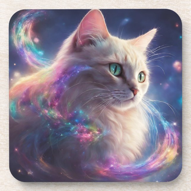 Stellar Kitty - kosmische Katzenkunst Getränkeuntersetzer (Vorderseite)