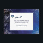 Stellar Night Bar Mitzvah Dankeschön Karte<br><div class="desc">Ein trendiger Bar Mitzvah danke Ihnen Karte für die Feier Ihres Sohnes. Der Stern von David kann an einen beliebigen Ort gezogen, größer oder kleiner ( -) gemacht oder eliminiert werden. (Freevector.com). (Design by Freepik.com). () Die Karte ist leicht mit der Formulierung, dem Schriftart und der Farbe des Schriftartes anzupassen.()...</div>