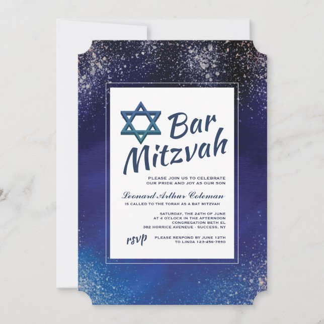 Stellar Night Bar Mitzvah Einladung (Vorderseite)