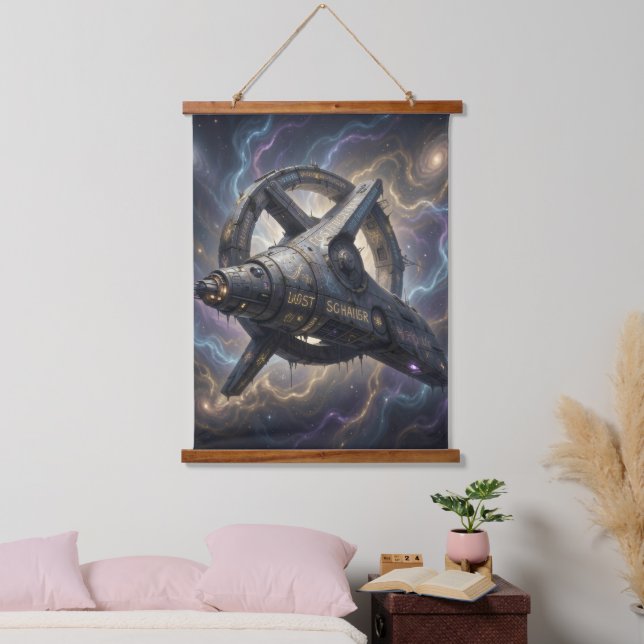 Stellar Path – Journey Through the Universe´7 Wandteppich Mit Holzrahmen (Schlafzimmer)