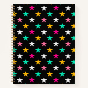 Stellar Pop: Strahlender Rhythmus auf Schwarz Notizbuch