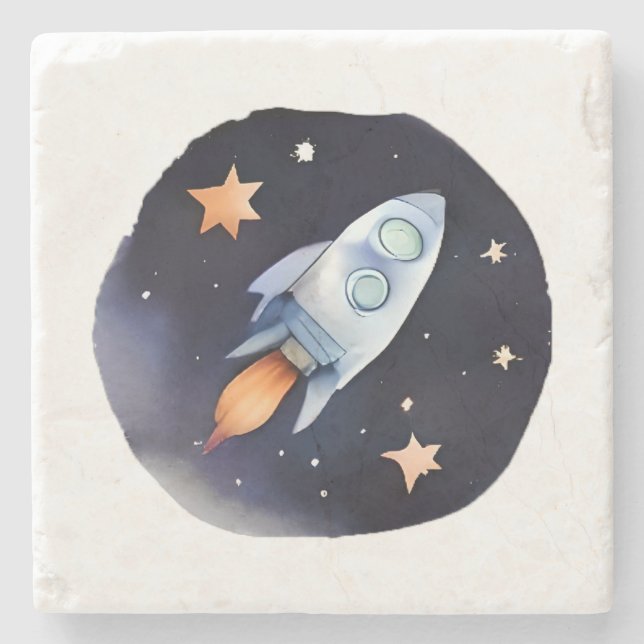Stellar Rocket Adventure Steinuntersetzer (Vorderseite)