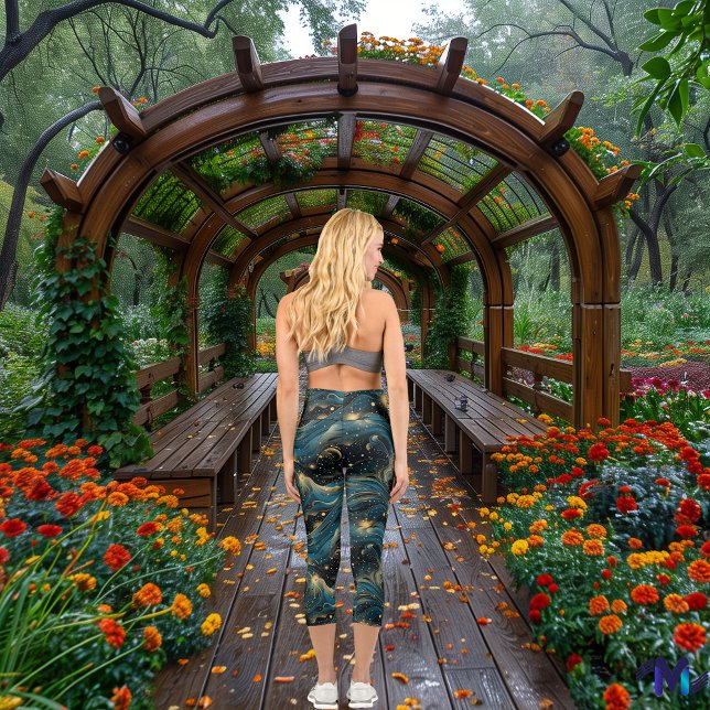 Stellar Waves: Kosmischer Fluss und SternenNachtde Capri Leggings (Von Creator hochgeladen)