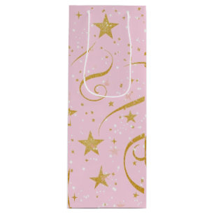Stellar Wine - Pink & Gold Star Weine Tasche Geschenktüte Für Weinflaschen