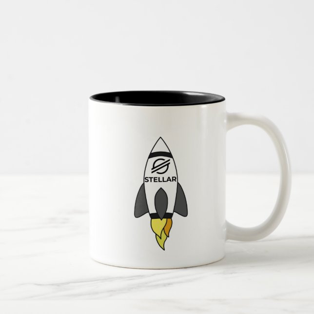 Stellar zur Mondrakete Zweifarbige Tasse (Rechts)