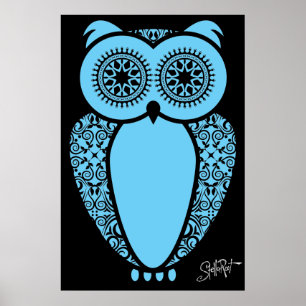 StellaRoot Hoot Owl Vintage Print Poster