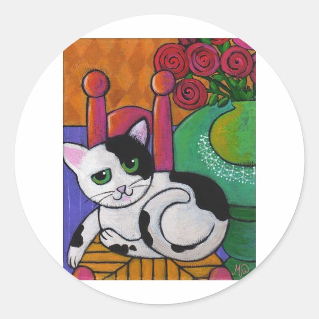 Stelle die Katze fest Runder Aufkleber (Vorderseite)