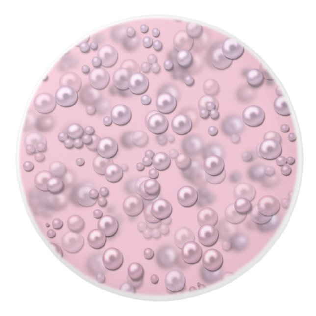 Stellen der weißen rosa Perlen auf rosa Samt Keramikknauf (Vorderseite)