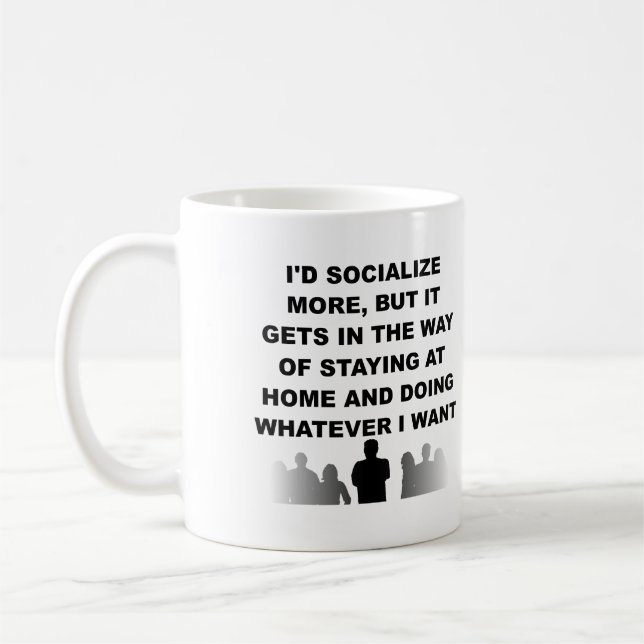 Stellen Sie Bleibe bei Zuhause Funny Mug oder Trav Tasse (Links)