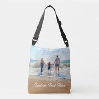Stellen Sie das Foto-Crossbody-Bag mit Text ein.