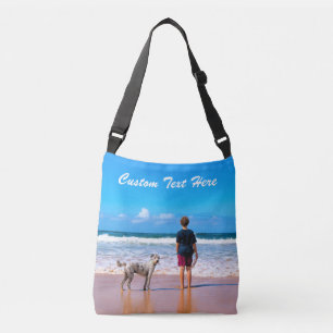 Stellen Sie das Foto-Crossbody-Bag mit Text ein. Tragetaschen Mit Langen Trägern