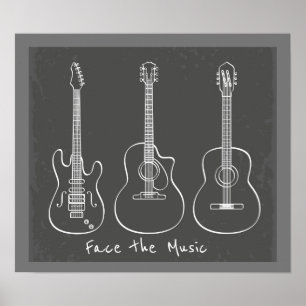 Stellen Sie das Retro Gitarrentrio des Poster
