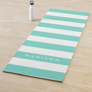 Stellen Sie den Namen Preppy Turquoise & White Str Yogamatte