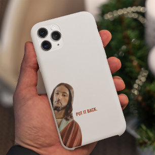 Stellen Sie den strahlenden Jesus auf weißem Hinte iPhone 14 Pro Max Hülle