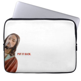 Stellen Sie den strahlenden Jesus auf weißem Hinte Laptopschutzhülle