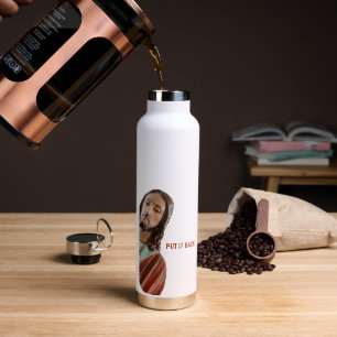 Stellen Sie den strahlenden Jesus auf weißem Hinte Trinkflasche