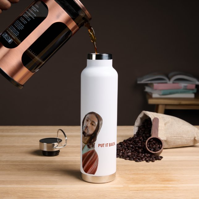 Stellen Sie den strahlenden Jesus auf weißem Hinte Trinkflasche (Kaffee)