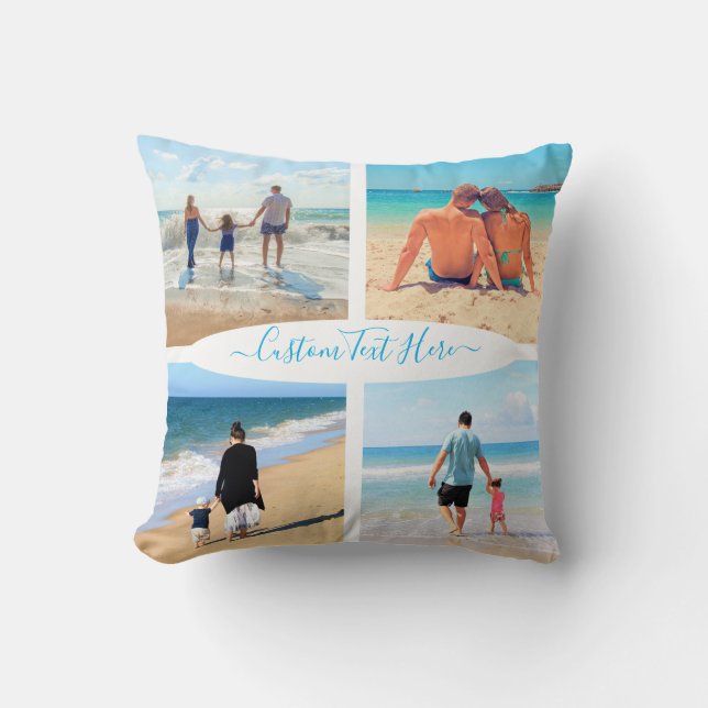 Stellen Sie Ihr Bild Collage Pillow mit Text ein Kissen (Vorderseite)
