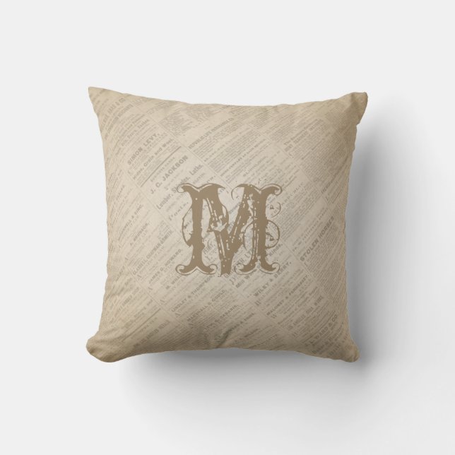 Stellen Sie Ihr eigenes Monogramm-Vintages Kissen (Vorderseite)