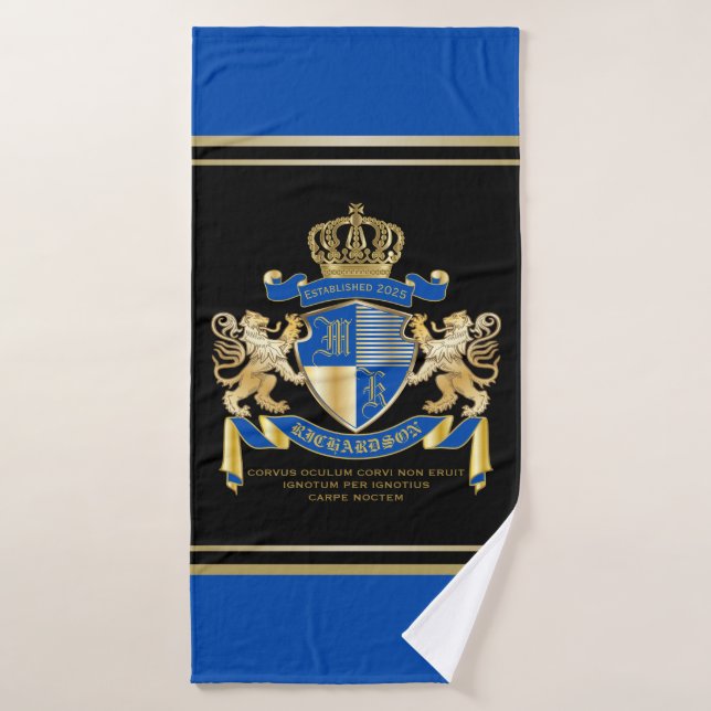Stellen Sie Ihr eigenes Wappen blaues Badehandtuch (Badehandtuch)