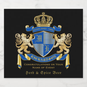 Stellen Sie Ihr eigenes Wappen blaues Bierflaschenetikett