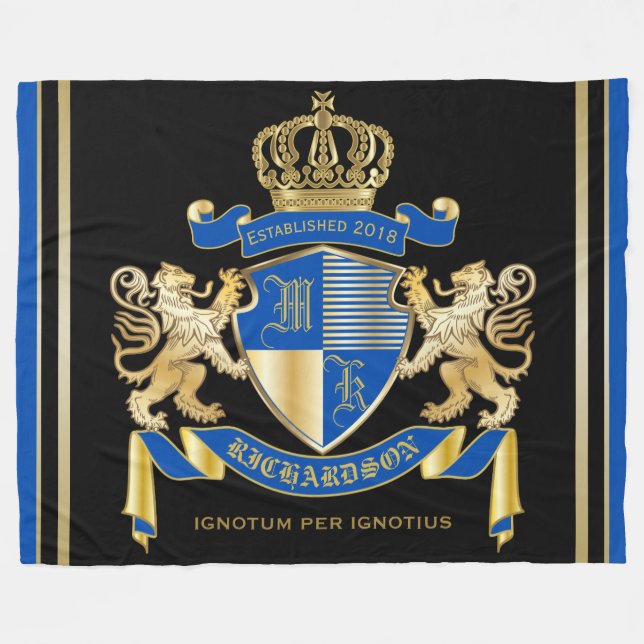 Stellen Sie Ihr eigenes Wappen blaues Fleecedecke (Vorderseite (Horizontal))