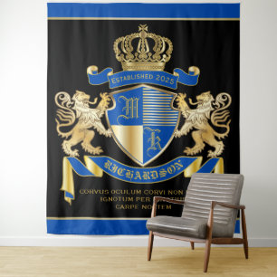 Stellen Sie Ihr eigenes Wappen blaues Wandteppich