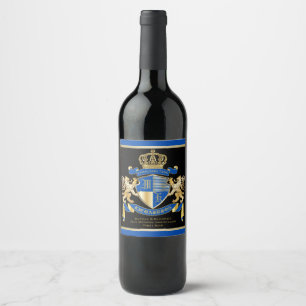 Stellen Sie Ihr eigenes Wappen blaues Weinetikett