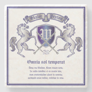 Stellen Sie Ihr eigenes Wappen silbernes Steinuntersetzer